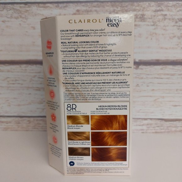 Clairol Nice & Easy Permanent Hair Color 8R Medium Reddish Blonde - Picture 2 of 6